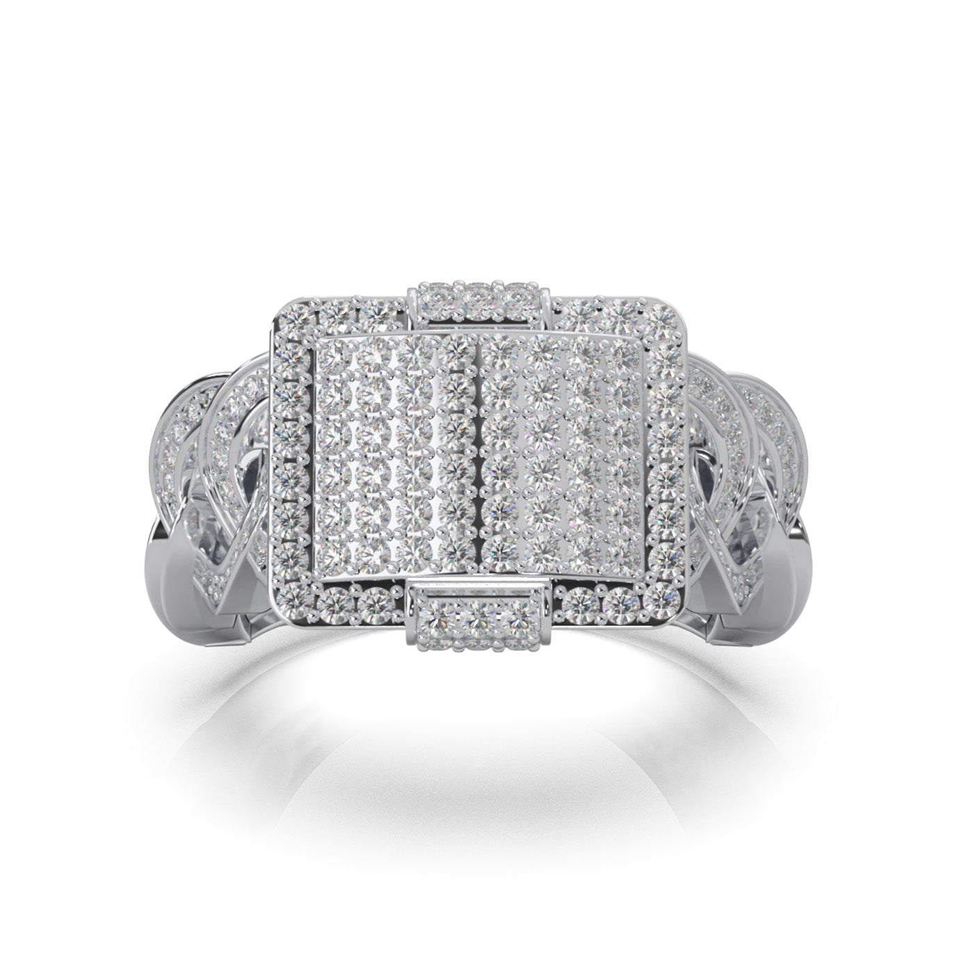 1.60 ct Lab Grown Diamond Statement Mens Rings in 14k White Gold