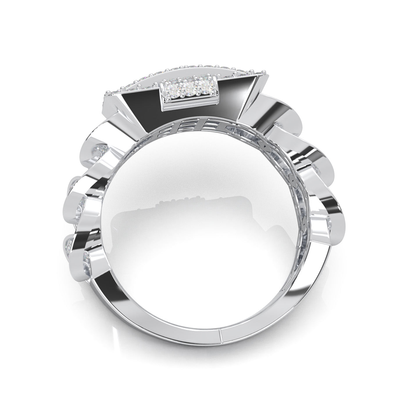 1.60 ct Moissanite Statement Mens Rings in 10k White Gold