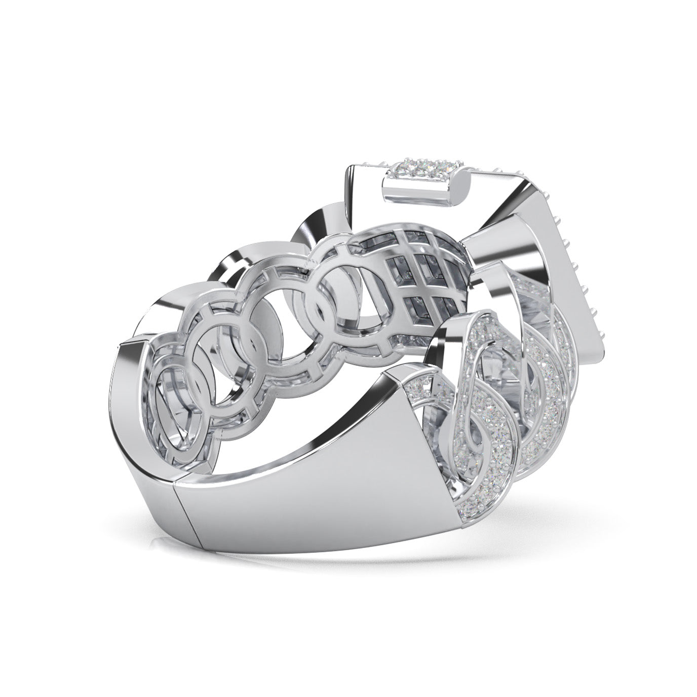 1.60 ct Moissanite Statement Mens Rings in 14k White Gold
