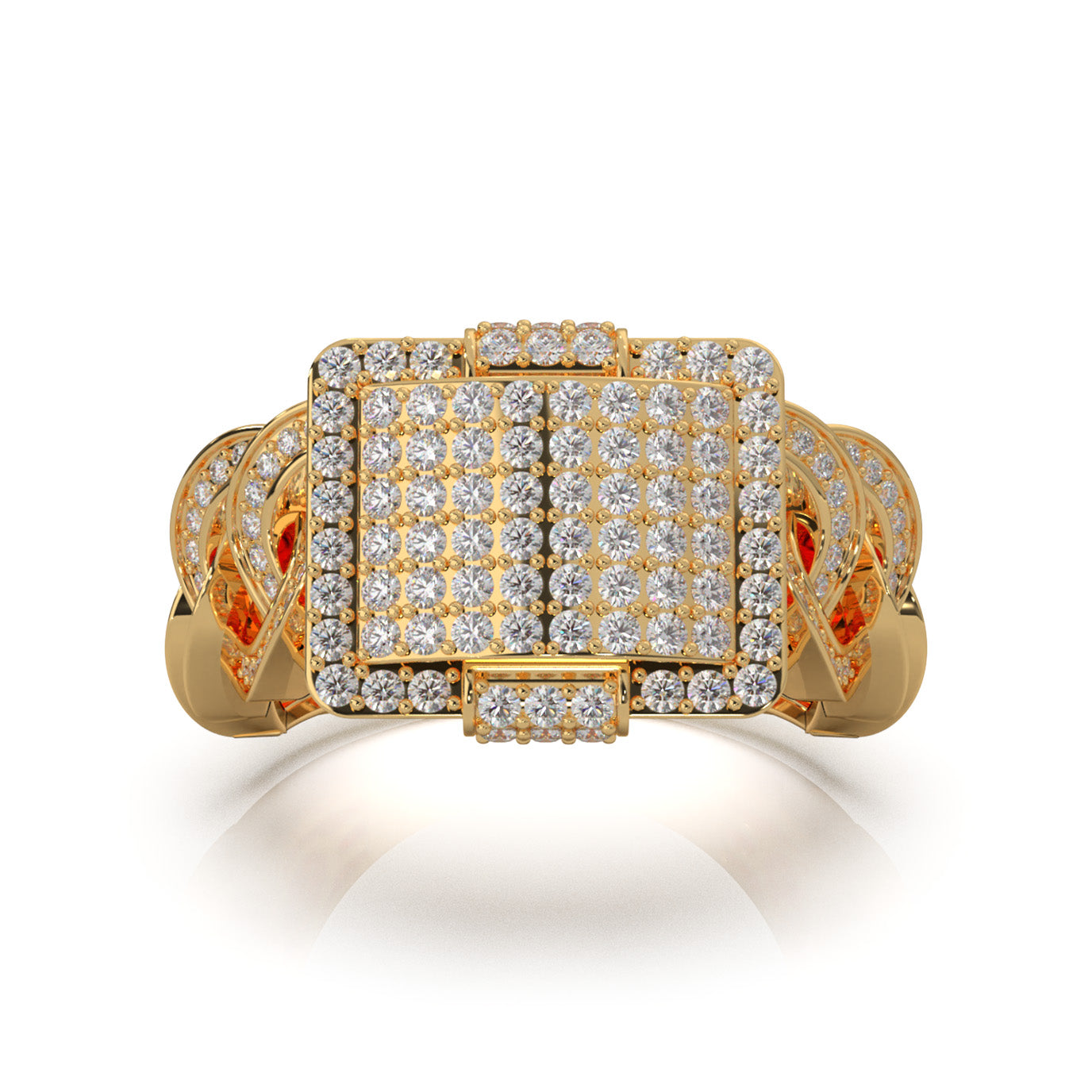 1.60 ct Lab Grown Diamond Statement Mens Rings in 14k Yellow Gold