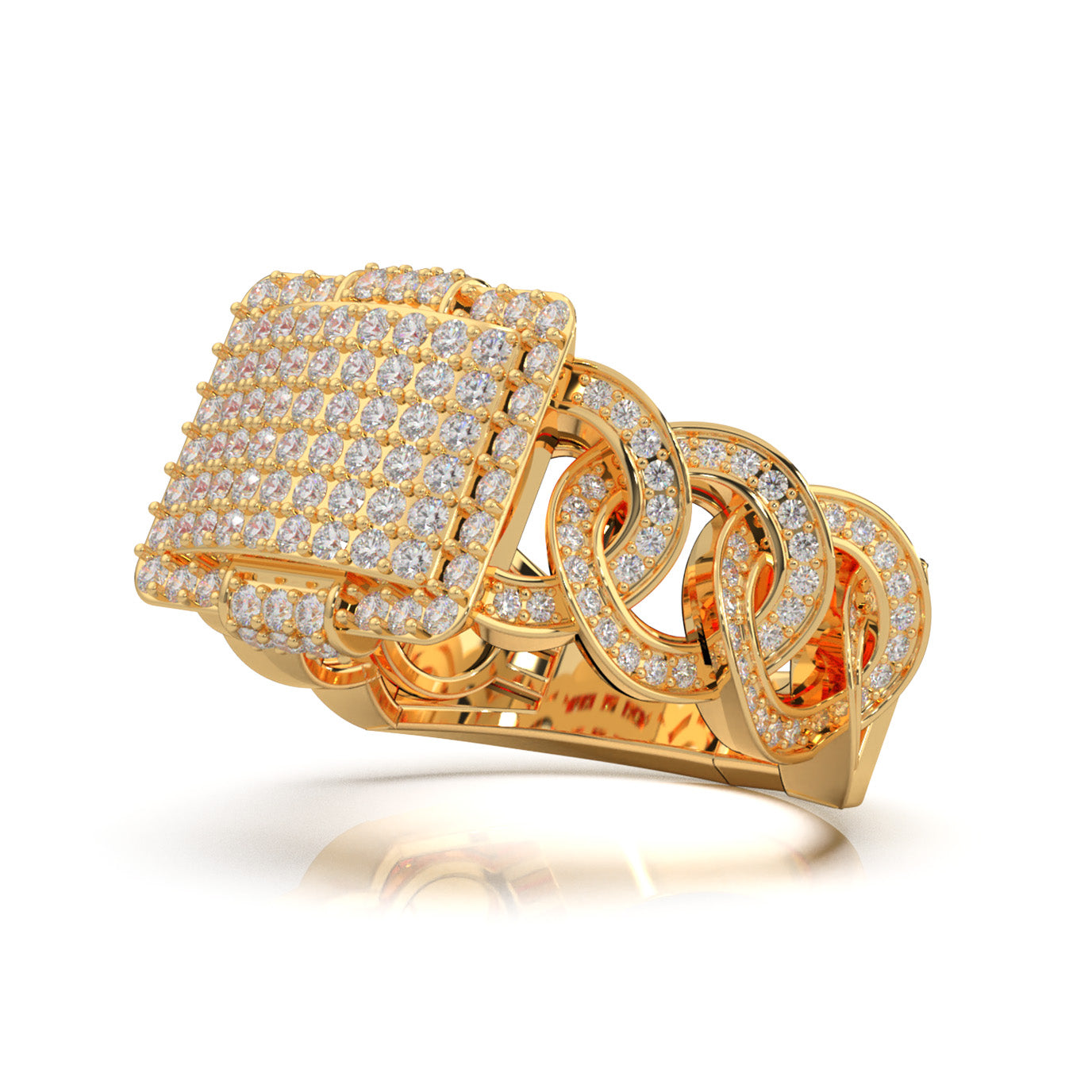1.60 ct Lab Grown Diamond Statement Mens Rings in 14k Yellow Gold