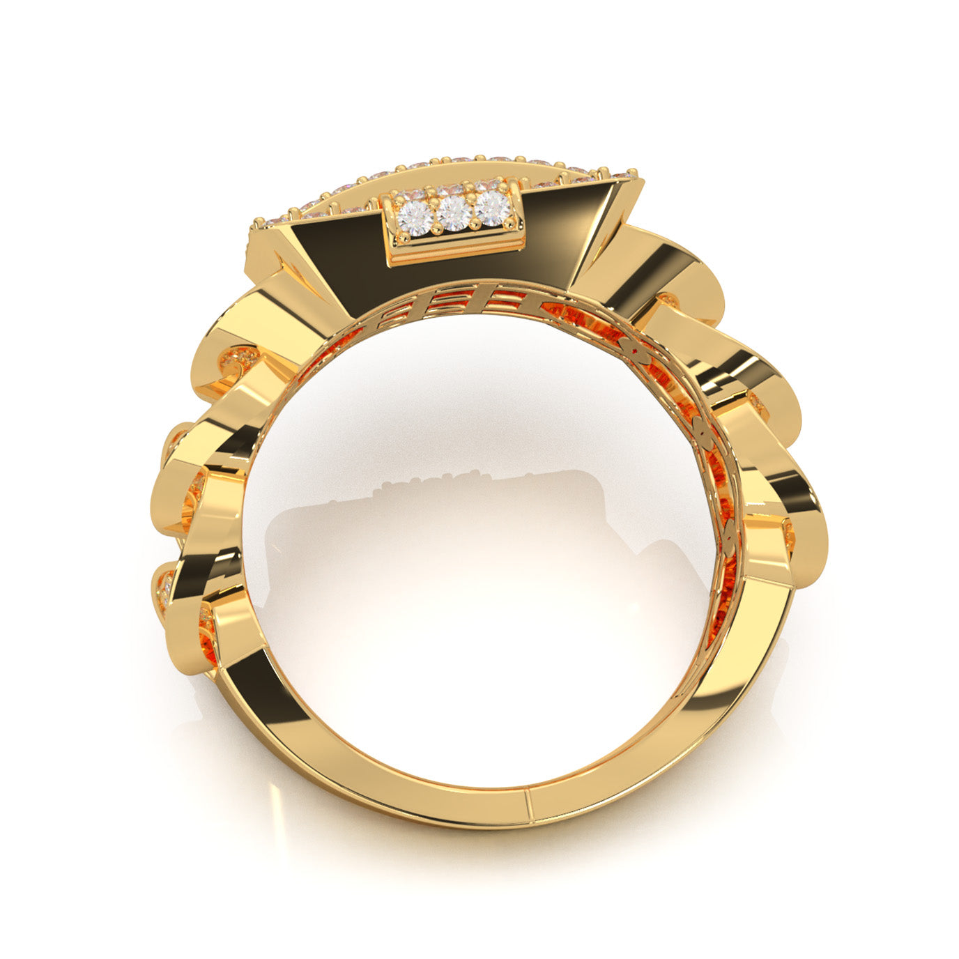1.60 ct Moissanite Statement Mens Rings in 10k Yellow Gold