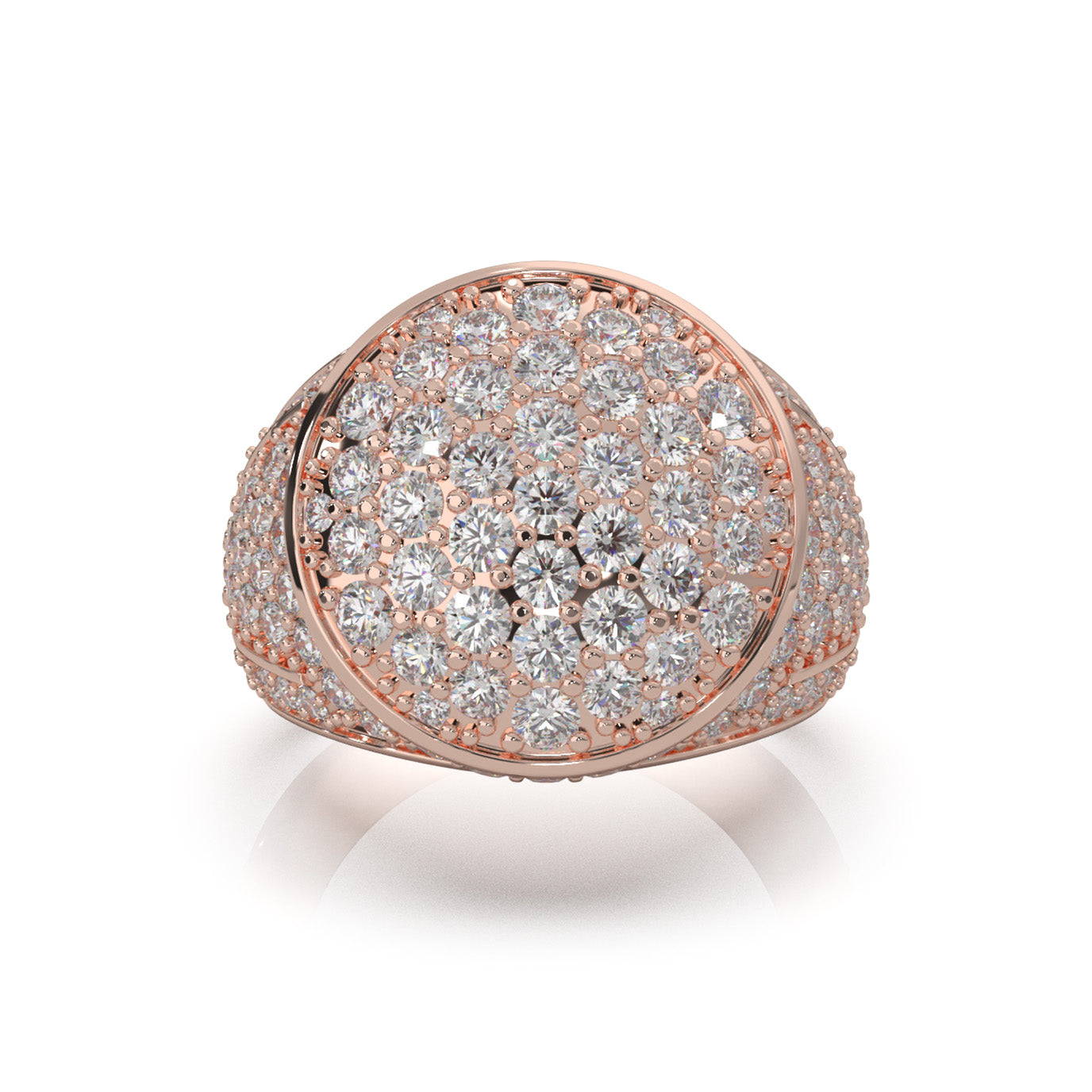 4.80 ct Lab Grown Diamond Statement Mens Rings in 14k Rose Gold