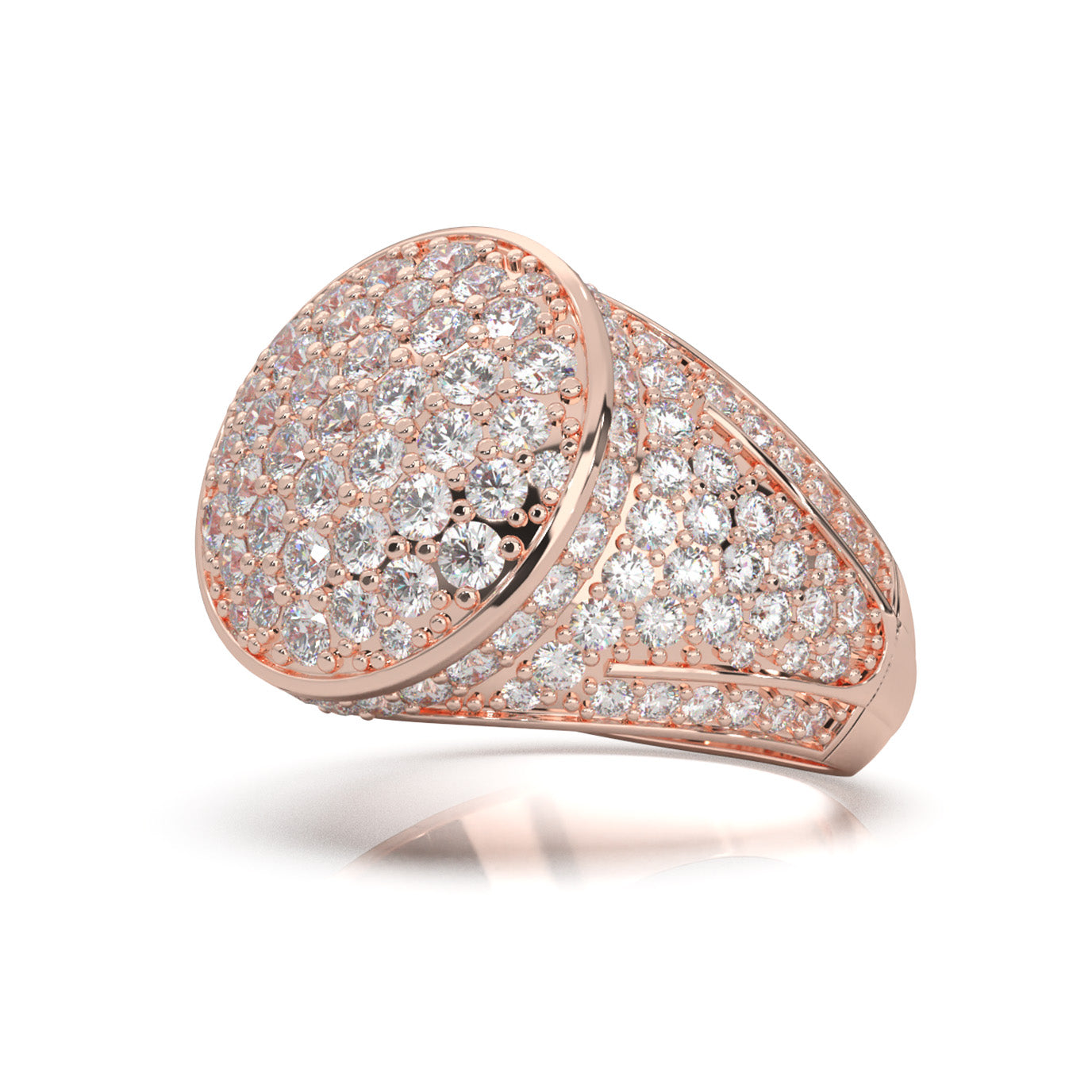 4.80 ct Lab Grown Diamond Statement Mens Rings in 14k Rose Gold