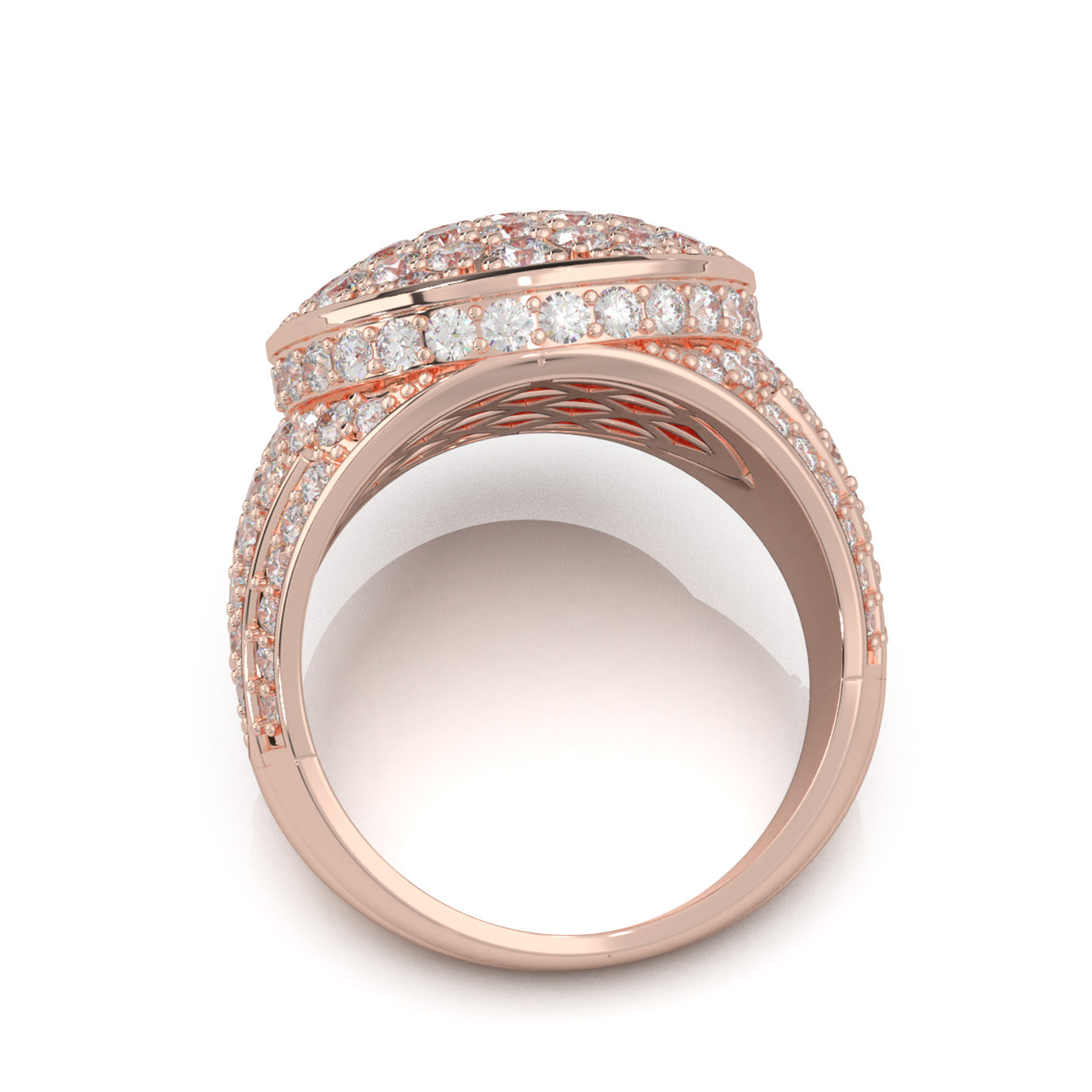4.80 ct Lab Grown Diamond Statement Mens Rings in 14k Rose Gold