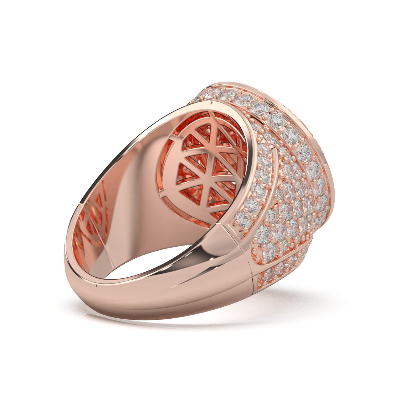 4.80 ct Lab Grown Diamond Statement Mens Rings in 14k Rose Gold