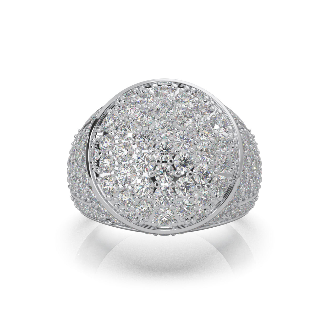 4.80 ct Moissanite Statement Mens Rings in 14k White Gold