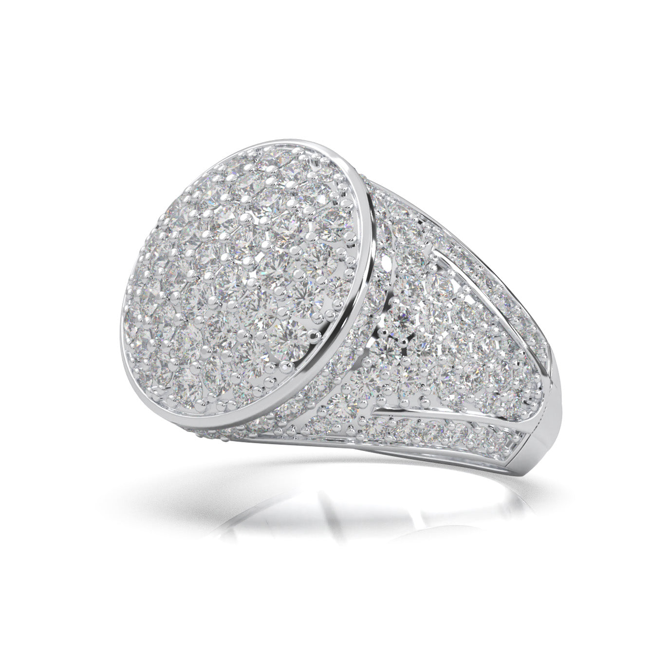 4.80 ct Moissanite Statement Mens Rings in 14k White Gold