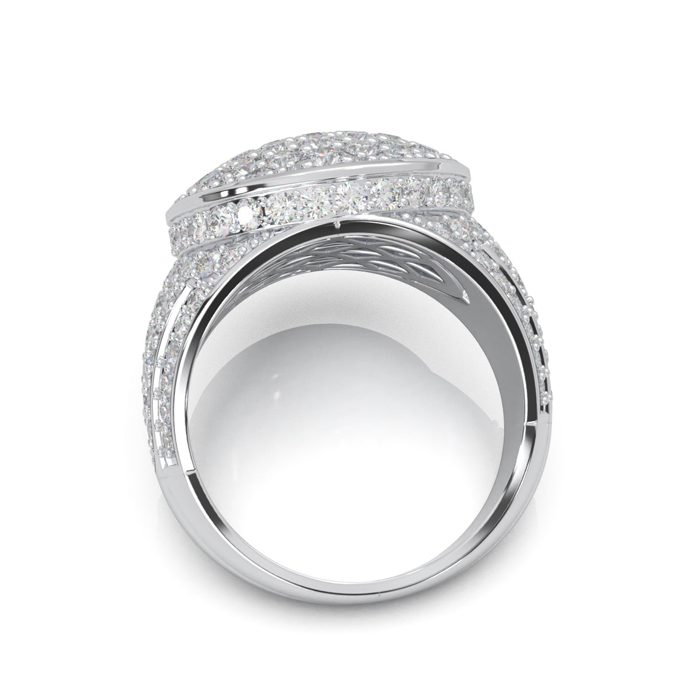 4.80 ct Lab Grown Diamond Statement Mens Rings in 14k White Gold