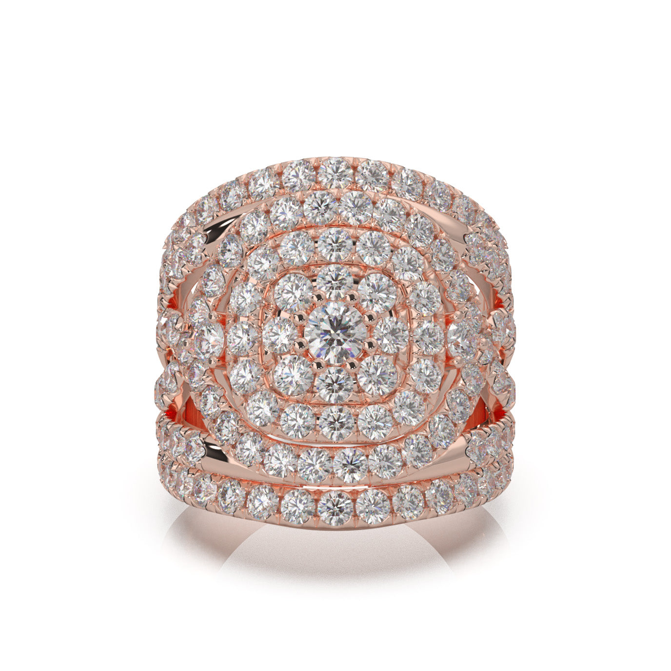 3.20 ct Lab Grown Diamond Engagement Rings in 14k Rose Gold