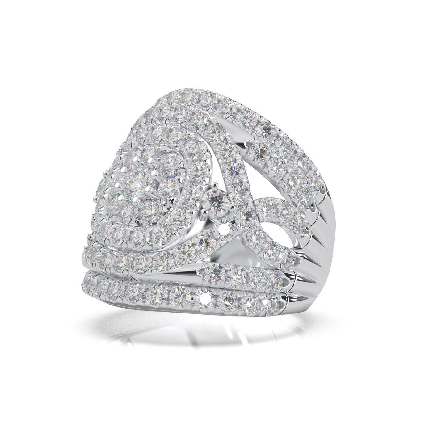 3.20 ct Natural Diamond Engagement Rings in 10k White Gold