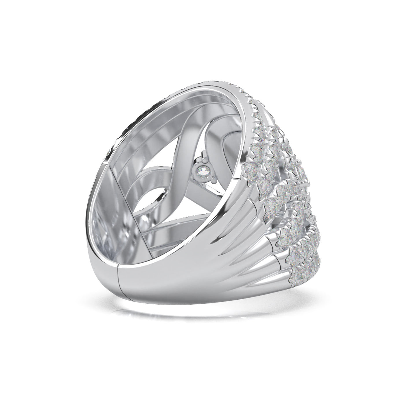 3.20 ct Lab Grown Diamond Engagement Rings in 14k White Gold