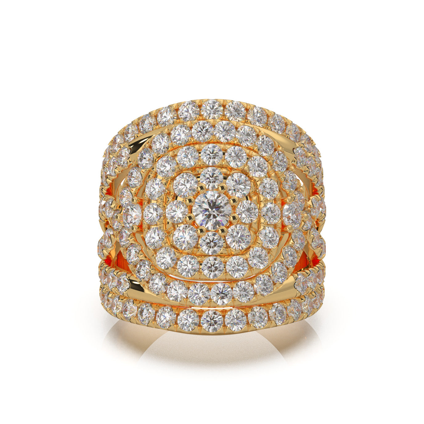 3.20 ct Moissanite Engagement Rings in 14k Yellow Gold