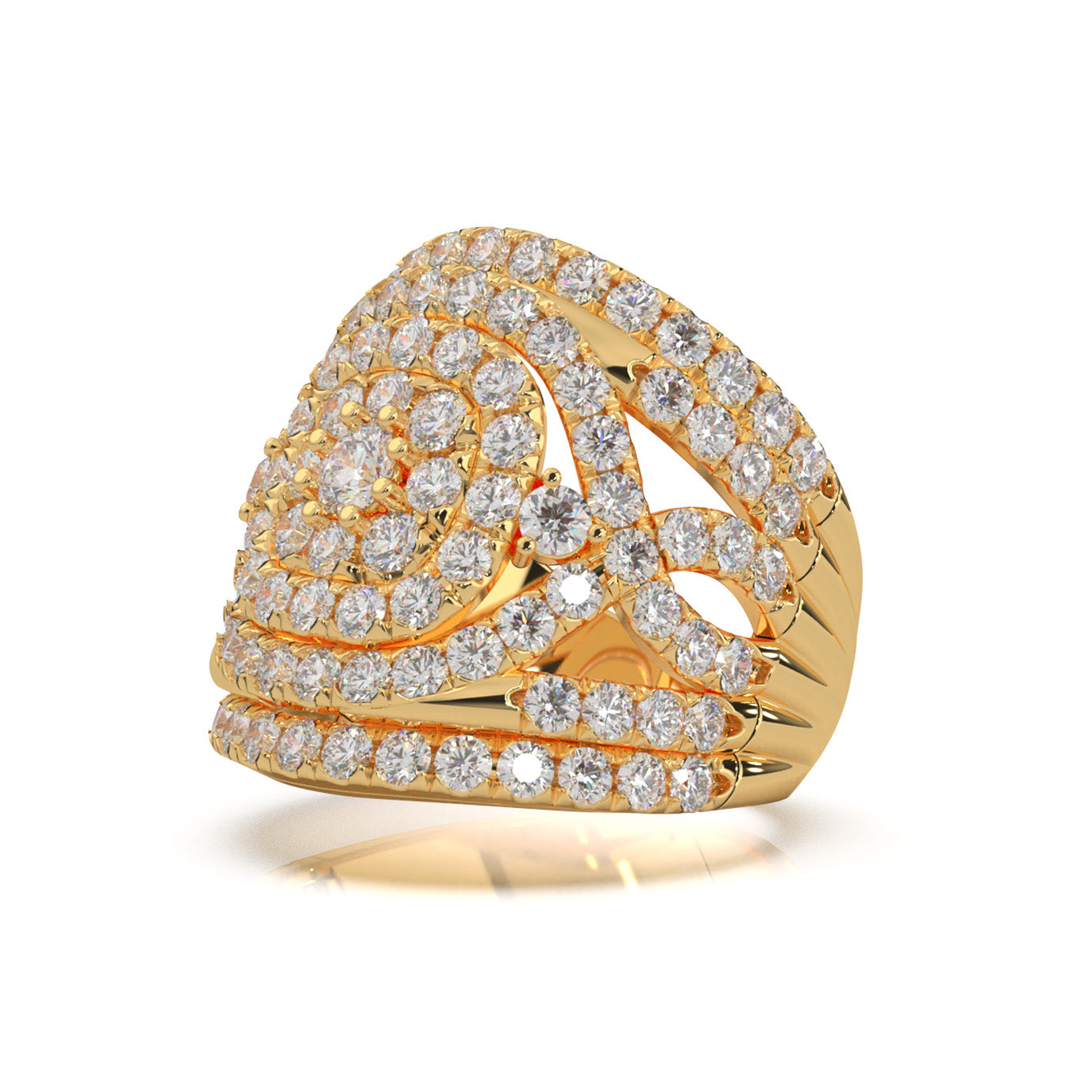 3.20 ct Lab Grown Diamond Engagement Rings in 14k Yellow Gold