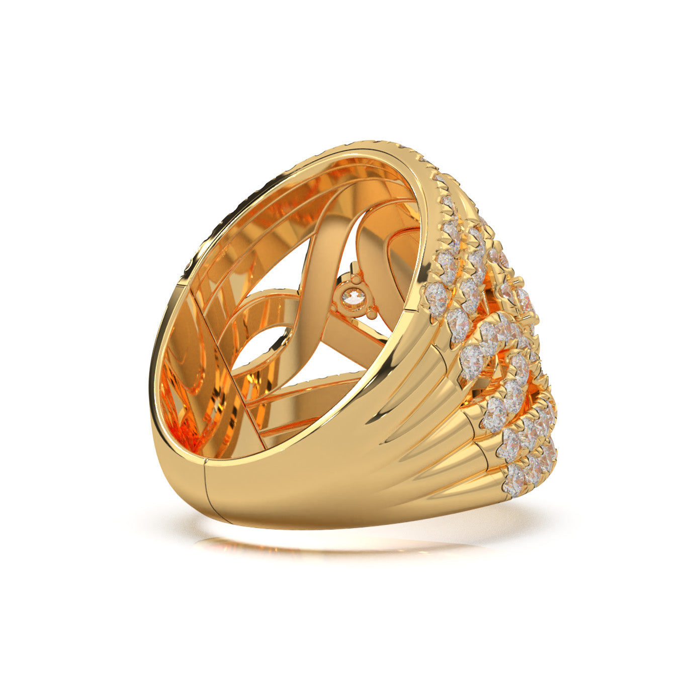 3.20 ct Lab Grown Diamond Engagement Rings in 14k Yellow Gold