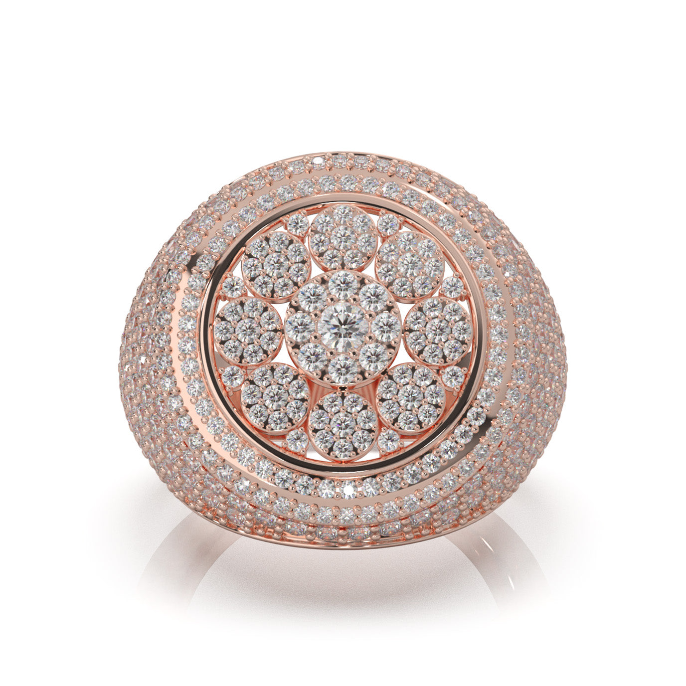 3.60 ct Moissanite Statement Mens Rings in 14k Rose Gold