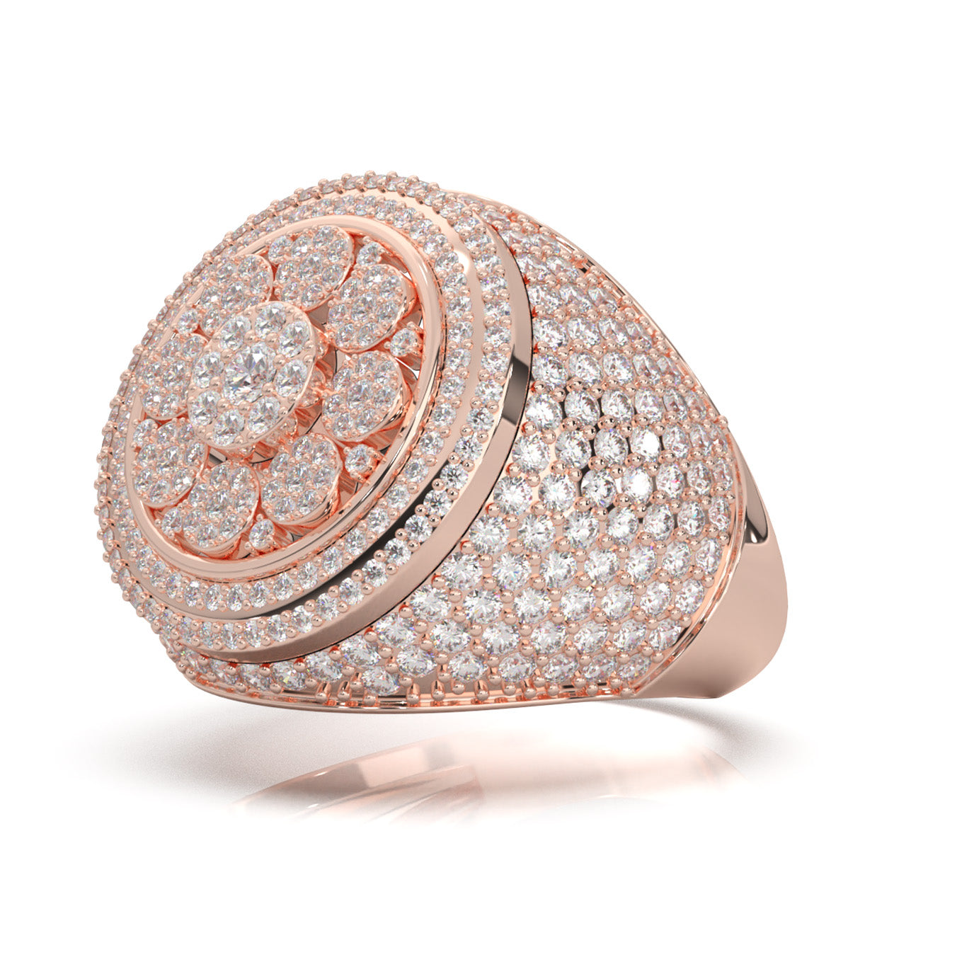 3.60 ct Natural Diamond Statement Mens Rings in 10k Rose Gold