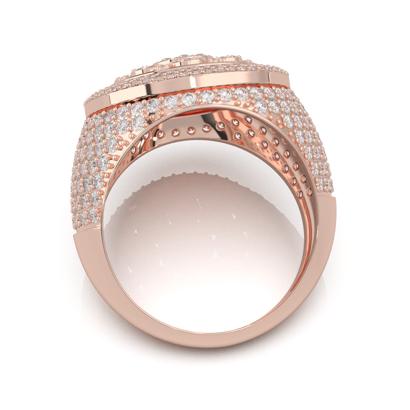 3.60 ct Moissanite Statement Mens Rings in 10k Rose Gold