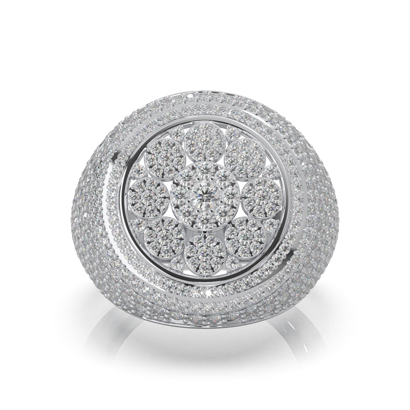 3.60 ct Lab Grown Diamond Statement Mens Rings in 14k White Gold