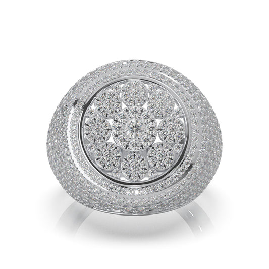 3.60 ct Lab Grown Diamond Statement Mens Rings in 14k White Gold