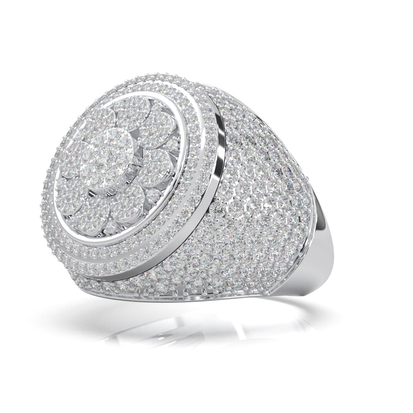 3.60 ct Moissanite Statement Mens Rings in 14k White Gold