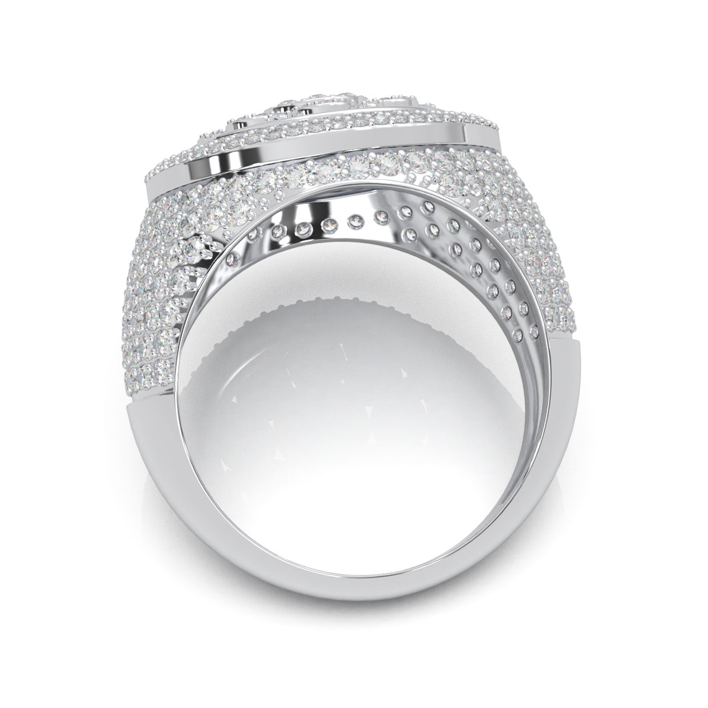 3.60 ct Moissanite Statement Mens Rings in 14k White Gold