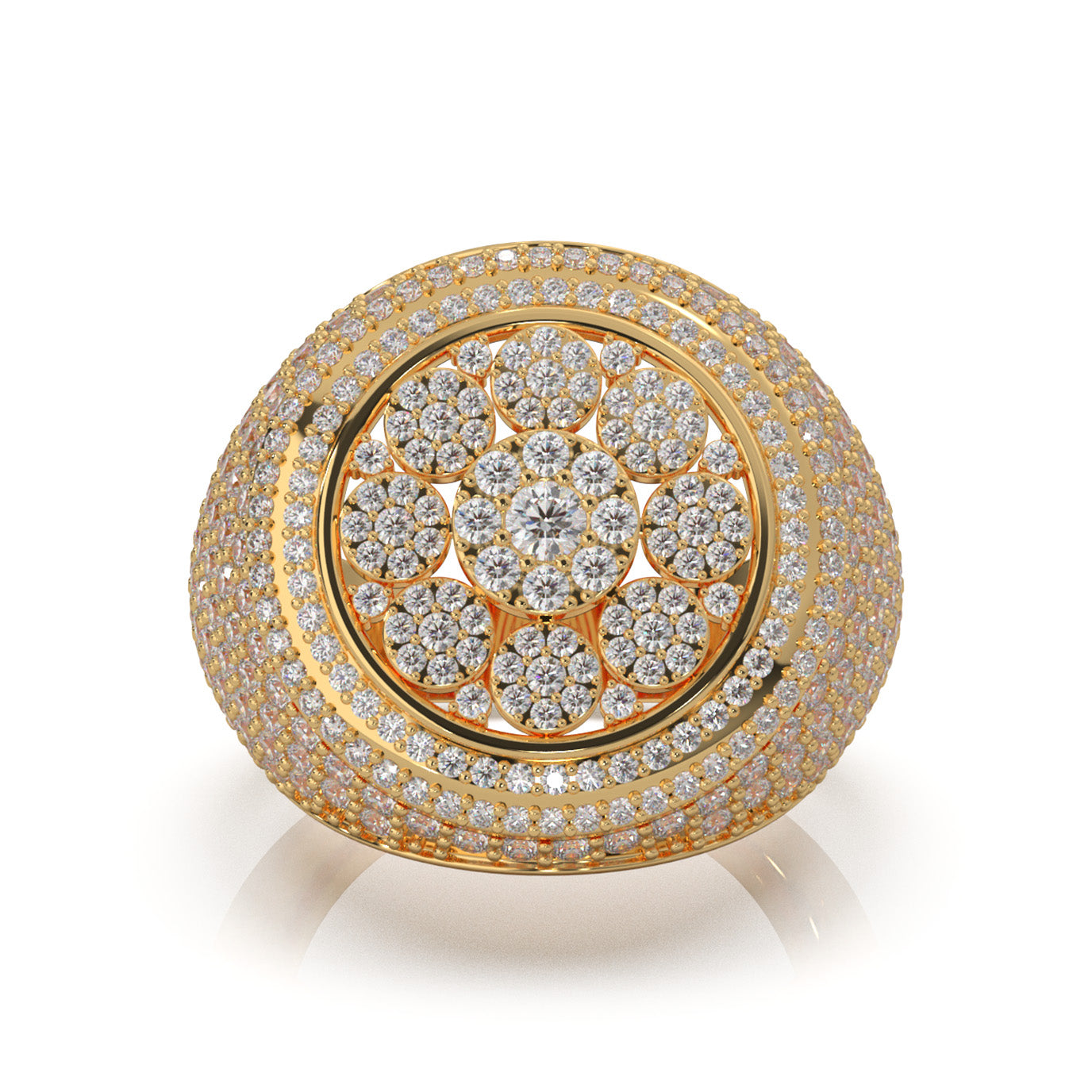 3.60 ct Moissanite Statement Mens Rings in 14k Yellow Gold