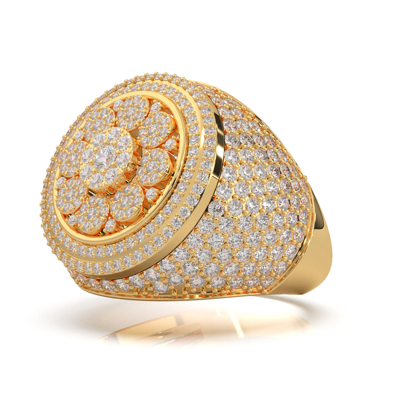3.60 ct Moissanite Statement Mens Rings in 14k Yellow Gold