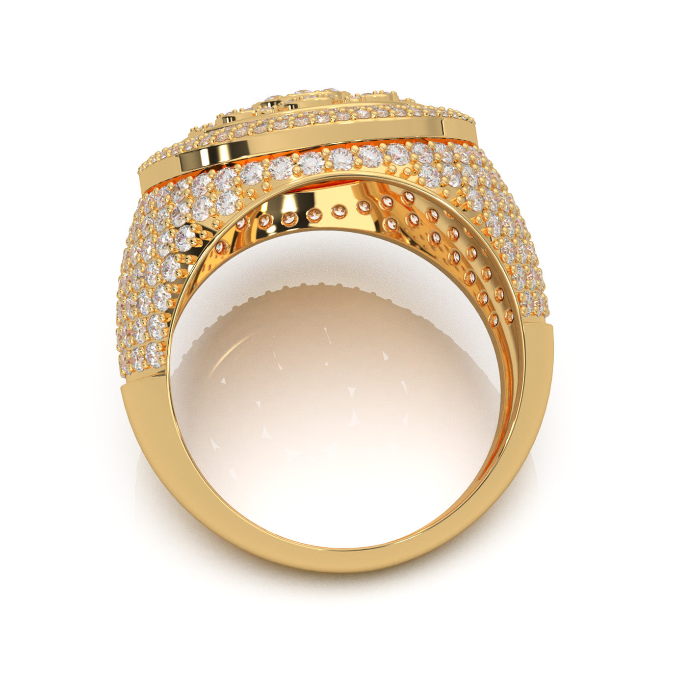 3.60 ct Lab Grown Diamond Statement Mens Rings in 14k Yellow Gold