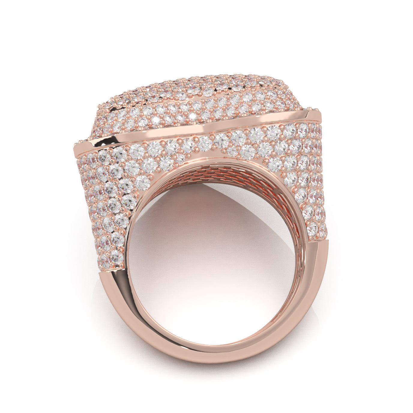 6.30 ct Moissanite Statement Mens Rings in 14k Rose Gold