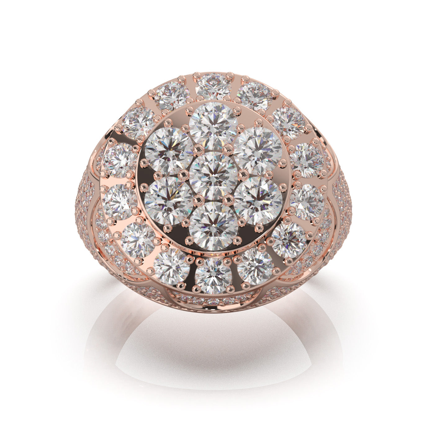 6.80 ct Lab Grown Diamond Statement Mens Rings in 14k Rose Gold