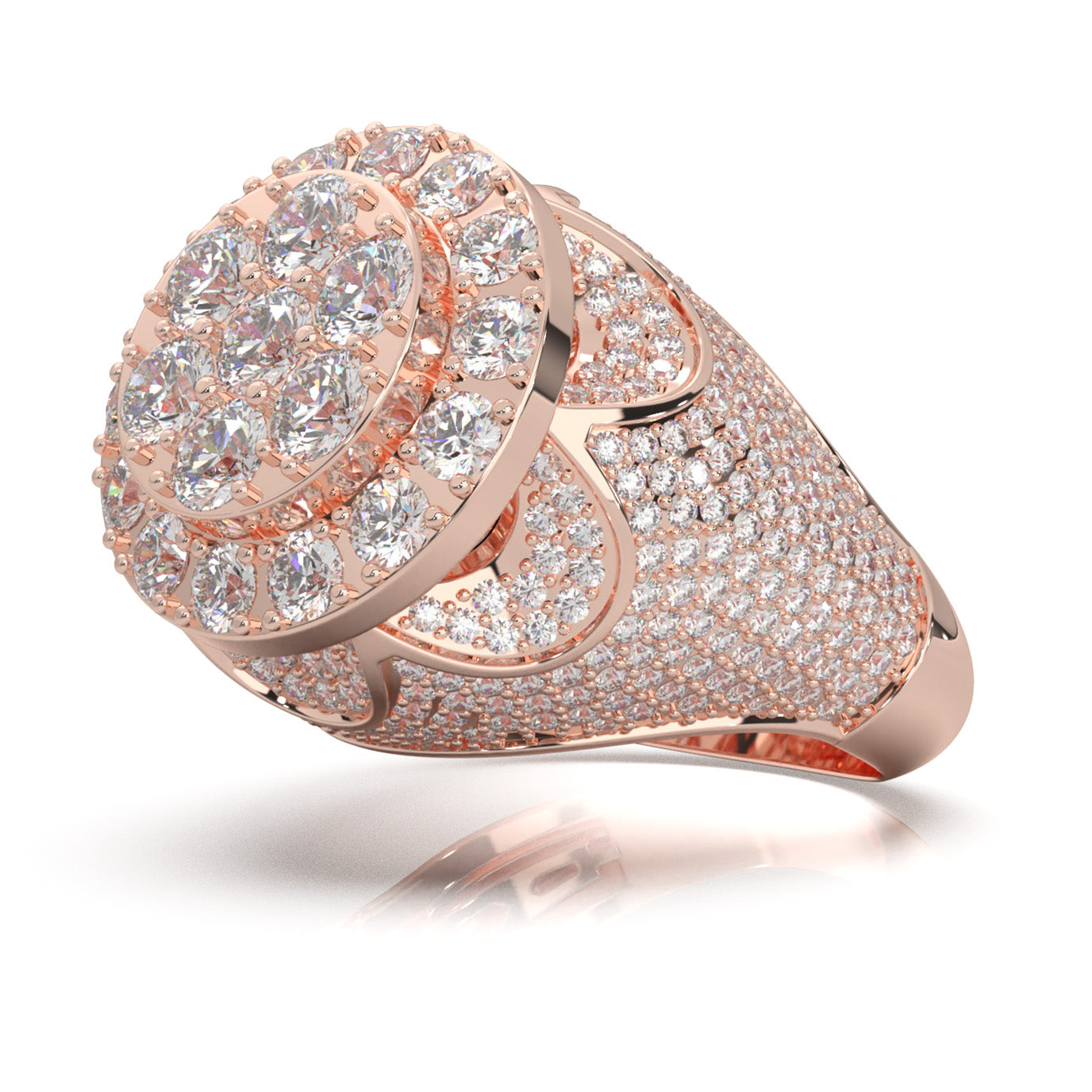 6.80 ct Lab Grown Diamond Statement Mens Rings in 14k Rose Gold