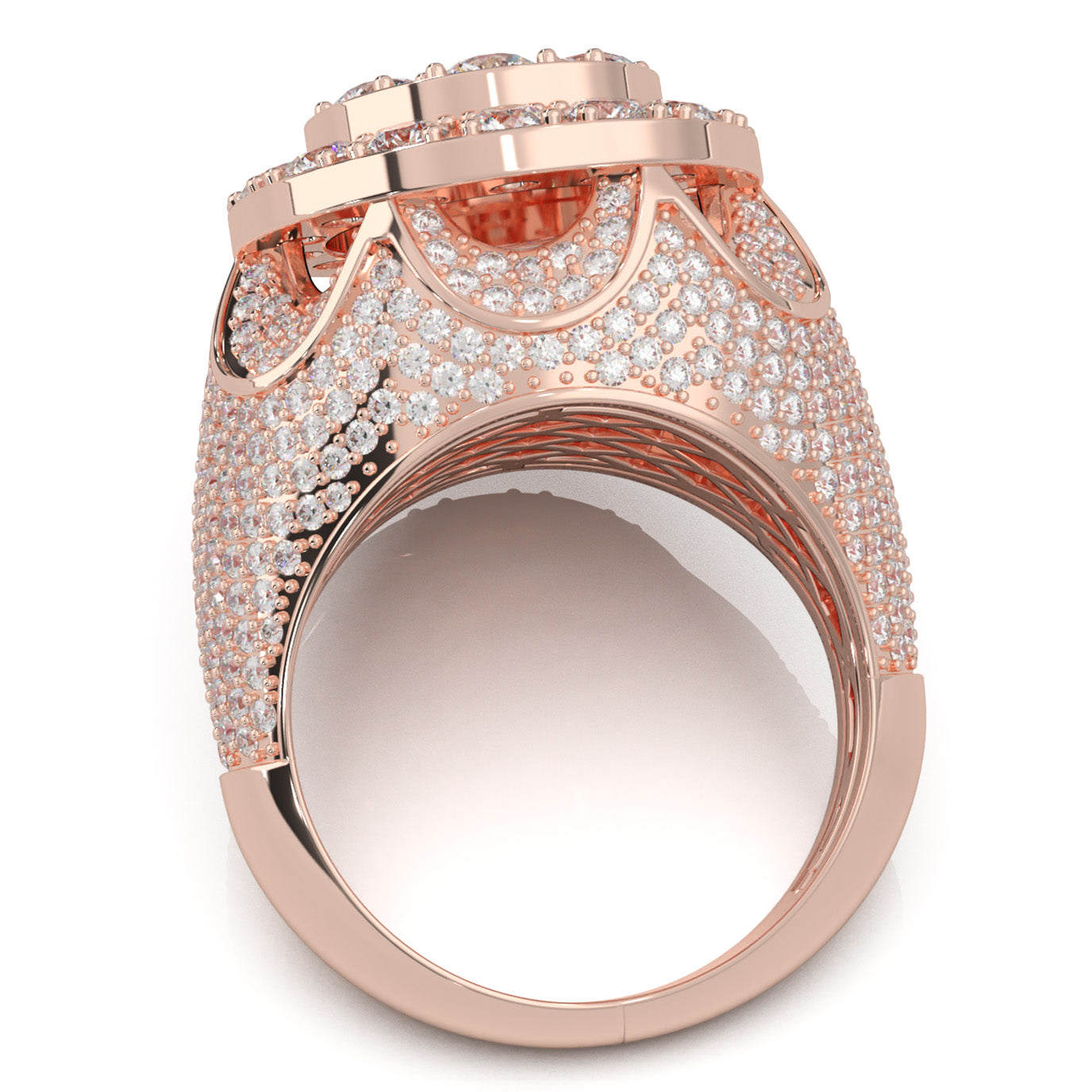 6.80 ct Natural Diamond Statement Mens Rings in 10k Rose Gold