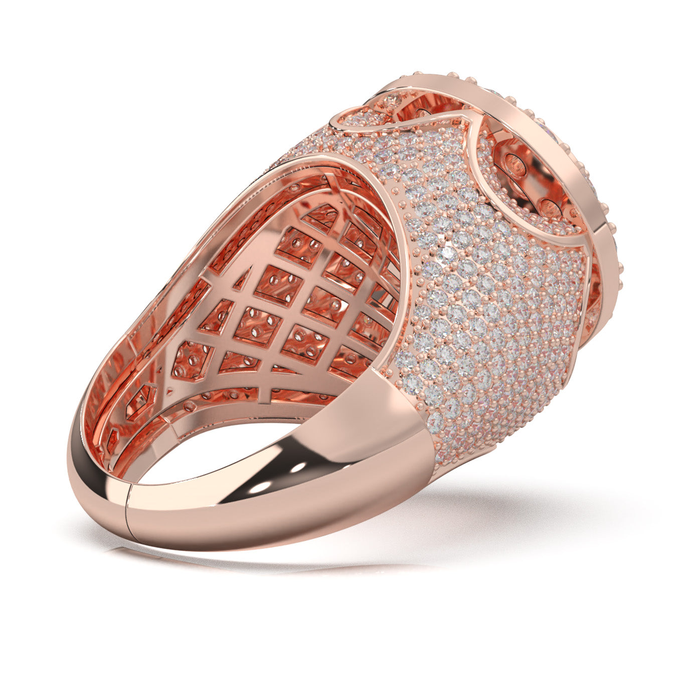 6.80 ct Moissanite Statement Mens Rings in 10k Rose Gold