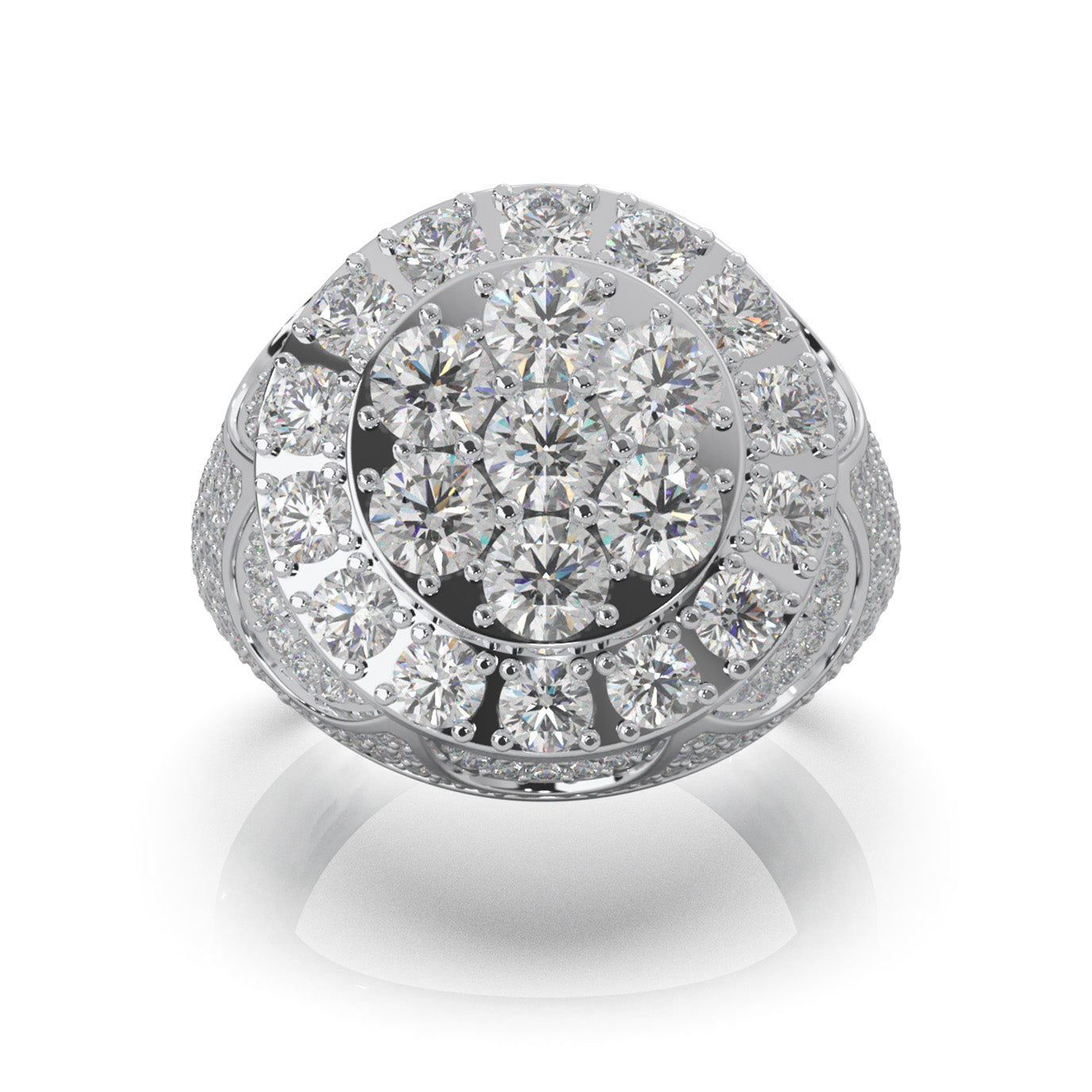 6.80 ct Moissanite Statement Mens Rings in 10k White Gold