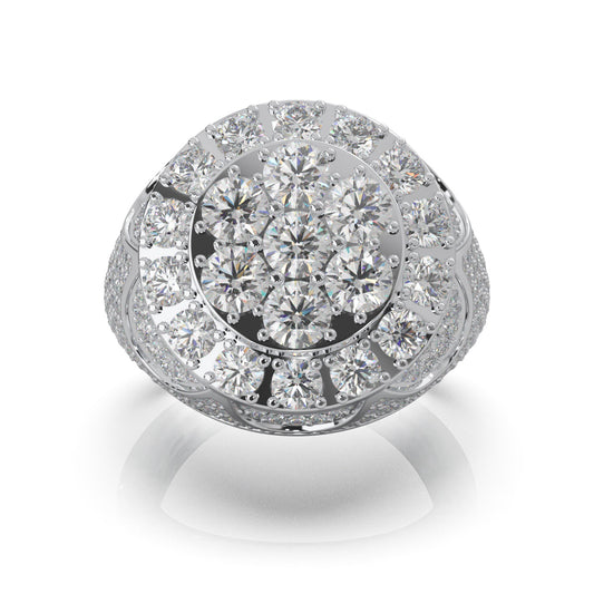 6.80 ct Moissanite Statement Mens Rings in 10k White Gold