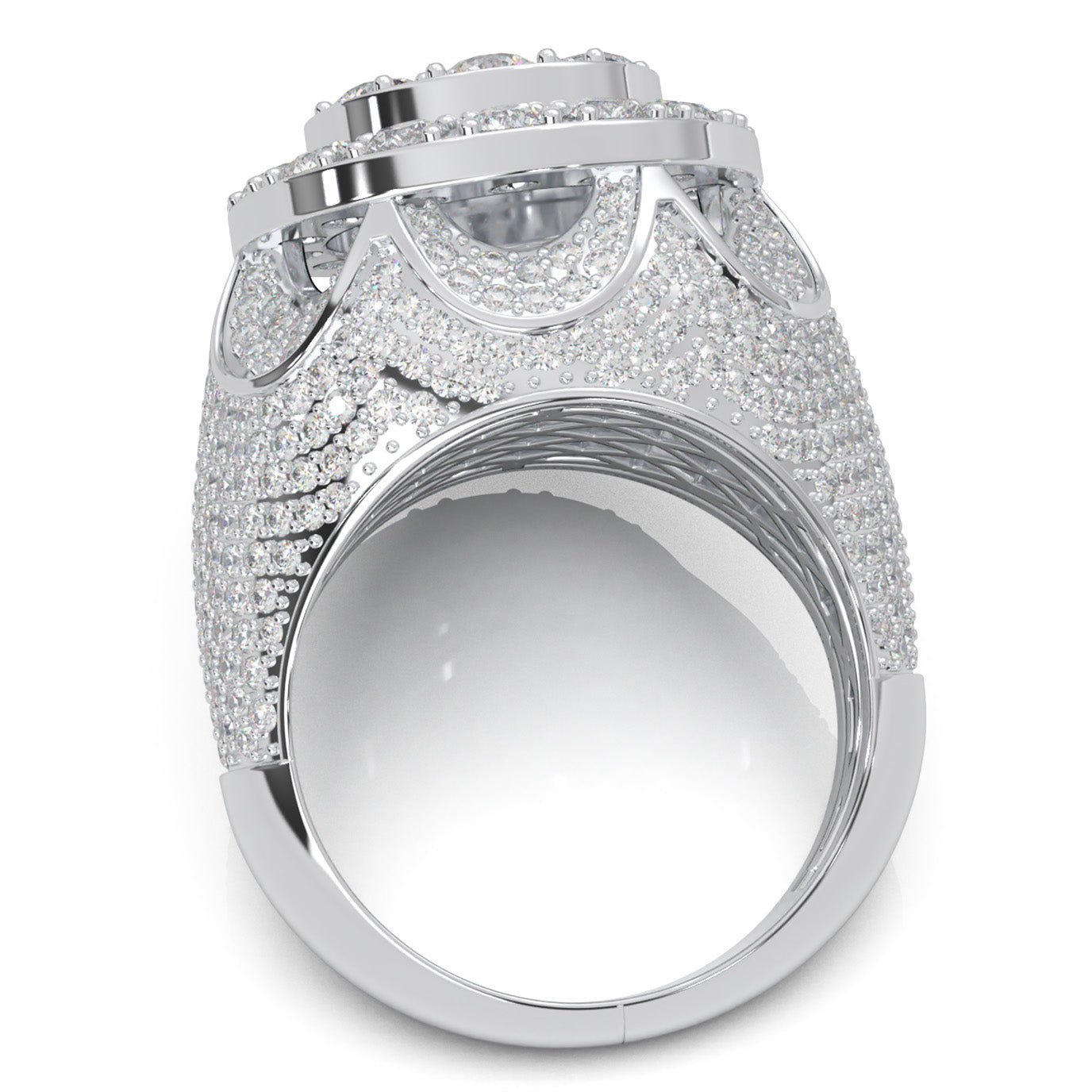 6.80 ct Natural Diamond Statement Mens Rings in 10k White Gold