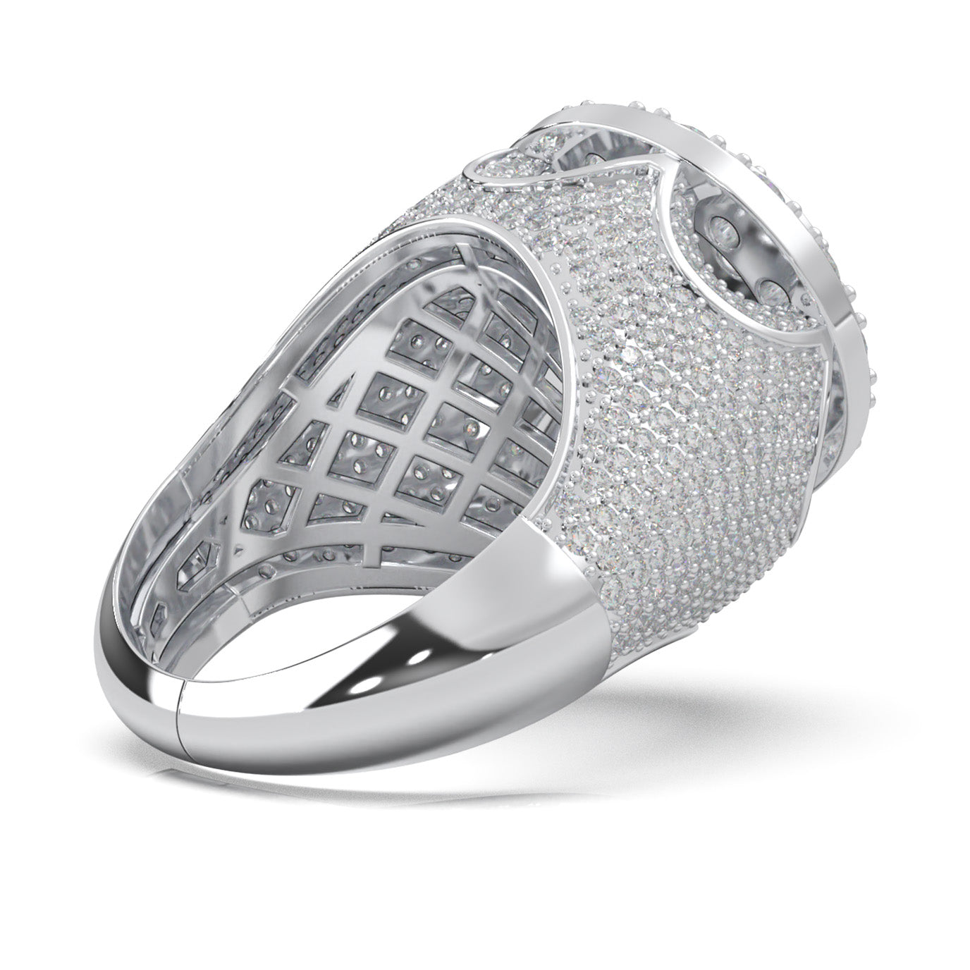 6.80 ct Lab Grown Diamond Statement Mens Rings in 14k White Gold