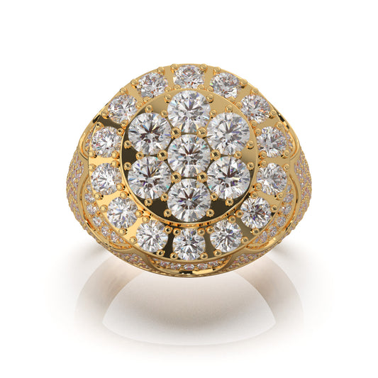 6.80 ct Moissanite Statement Mens Rings in 10k Yellow Gold