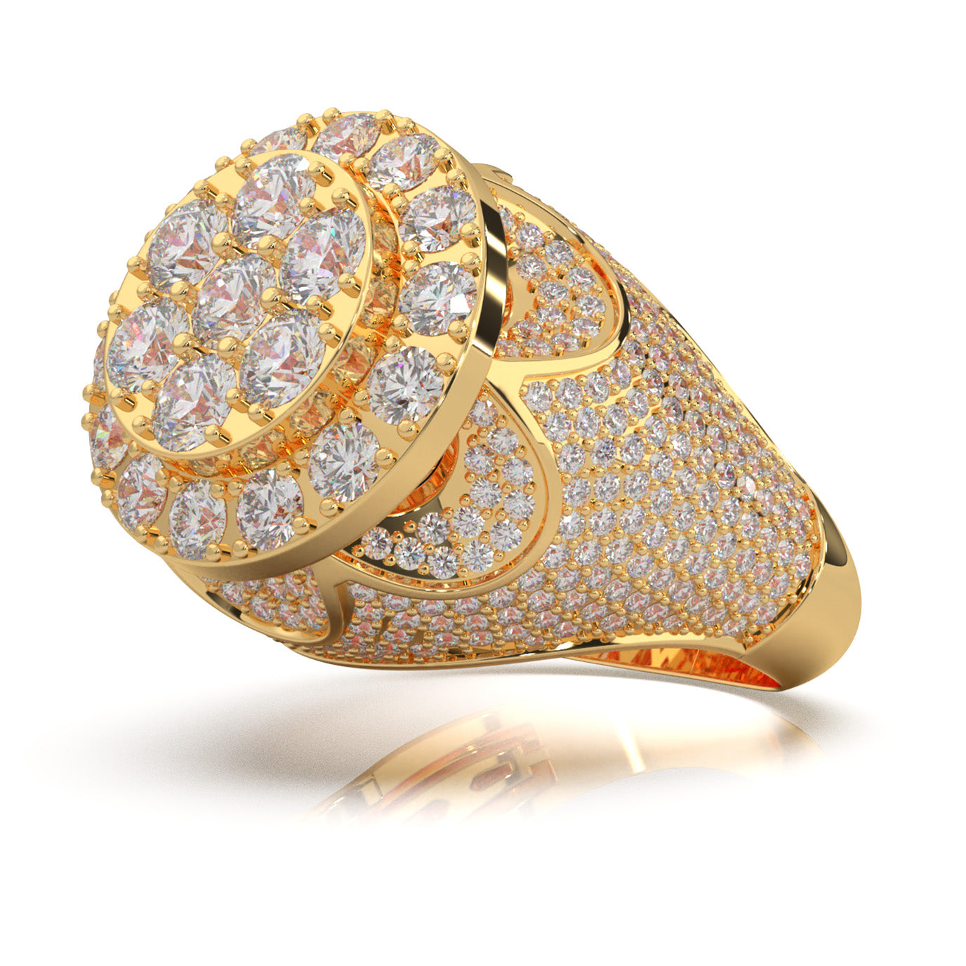 6.80 ct Lab Grown Diamond Statement Mens Rings in 14k Yellow Gold