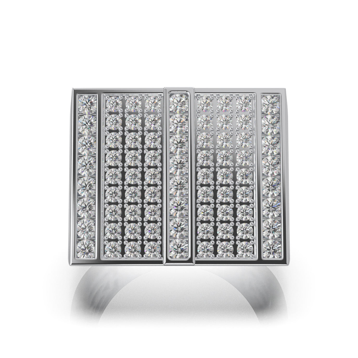 2.10 ct Moissanite Mens Rings in 10k White Gold