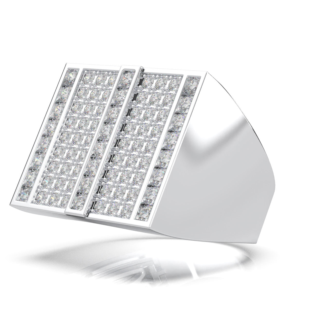 2.10 ct Lab Grown Diamond Mens Rings in 14k White Gold