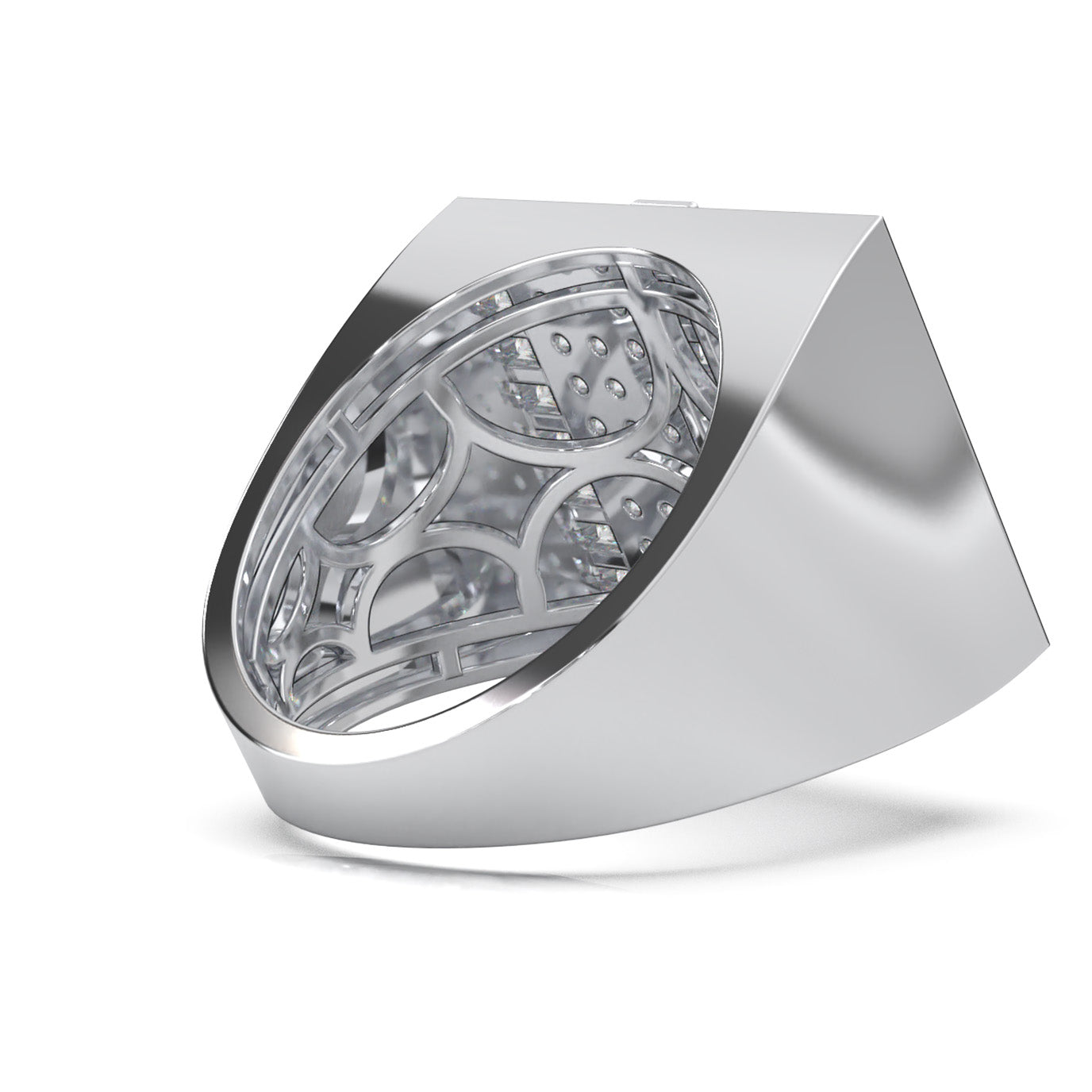 2.10 ct Moissanite Mens Rings in 14k White Gold