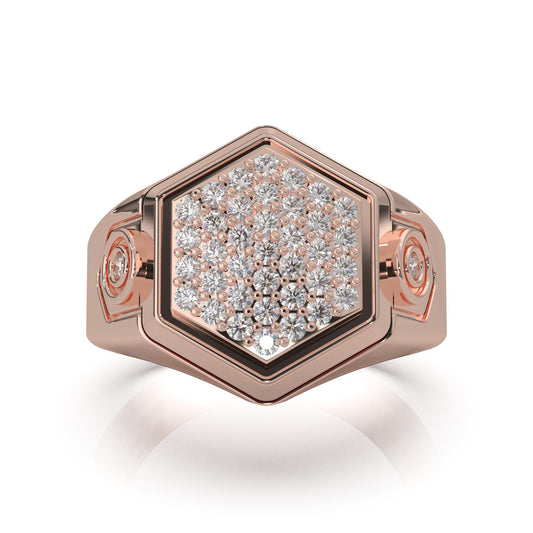 0.80 ct Moissanite Mens Rings in 14k Rose Gold
