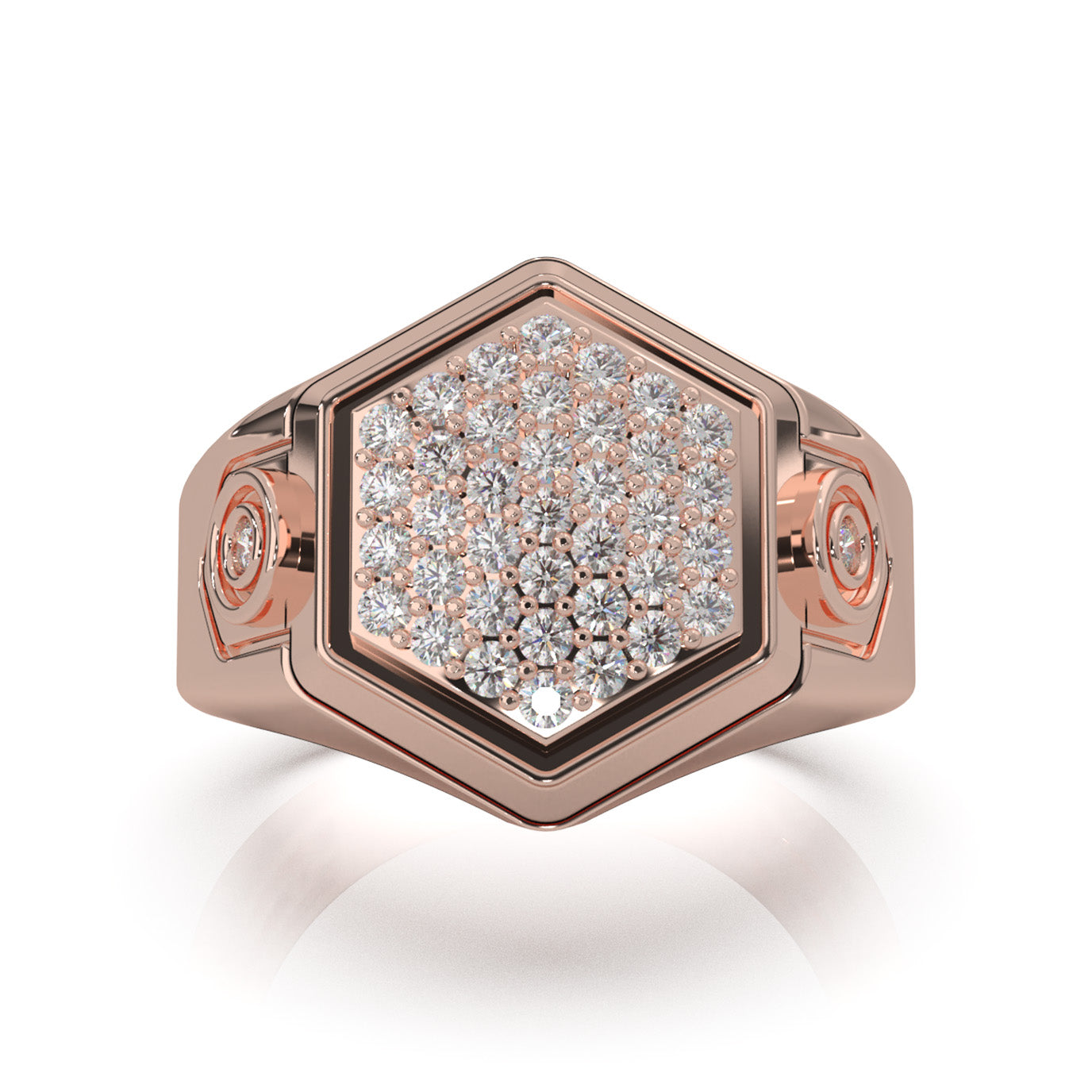 0.80 ct Lab Grown Diamond Mens Rings in 14k Rose Gold