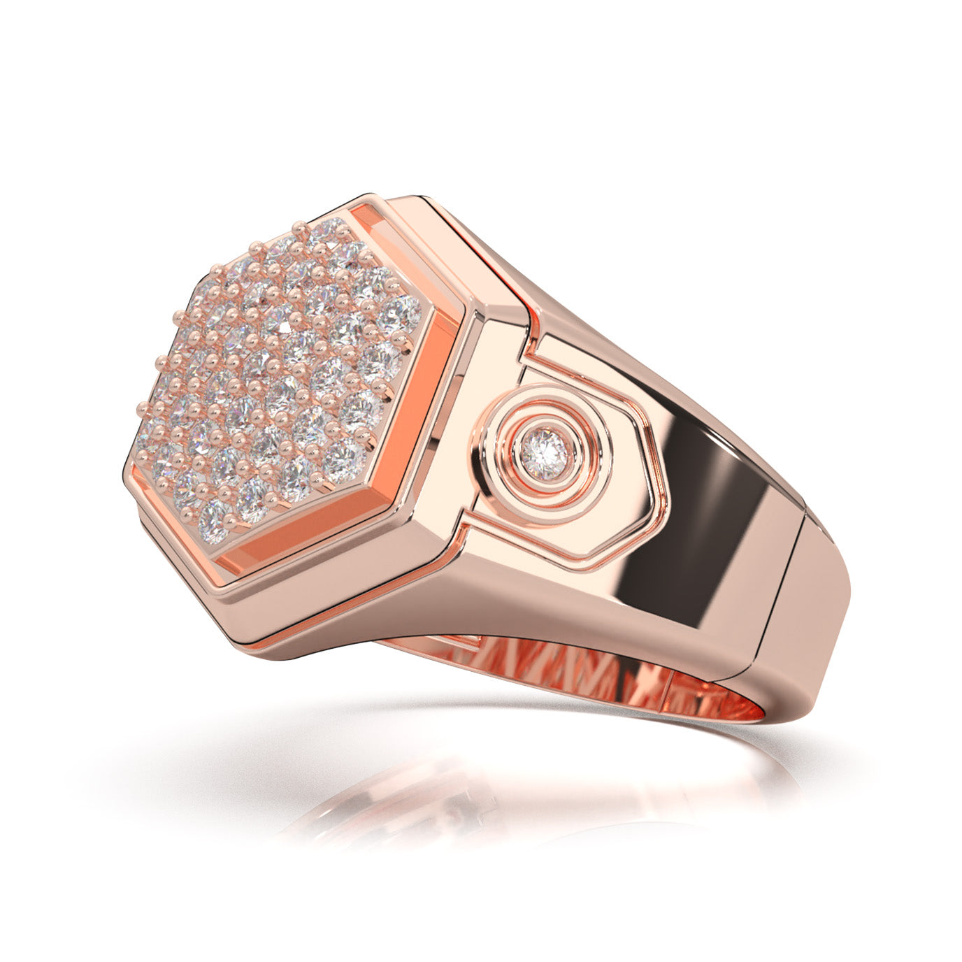 0.80 ct Natural Diamond Mens Rings in 10k Rose Gold