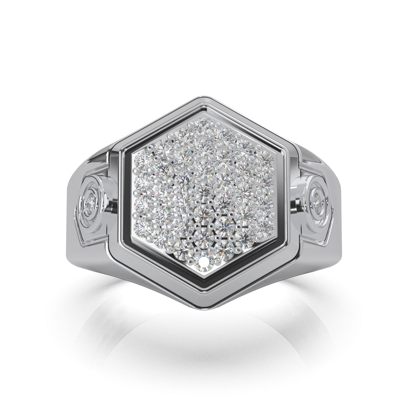 0.80 ct Moissanite Mens Rings in 14k White Gold