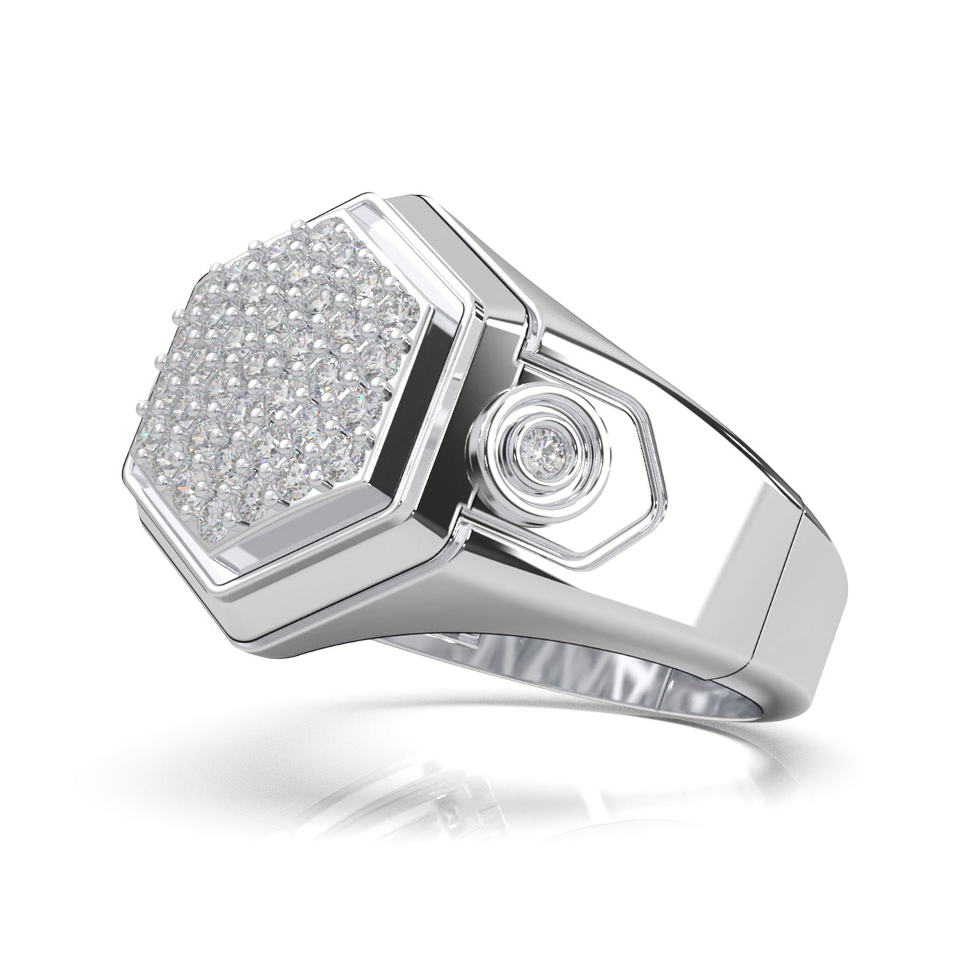 0.80 ct Natural Diamond Mens Rings in 10k White Gold