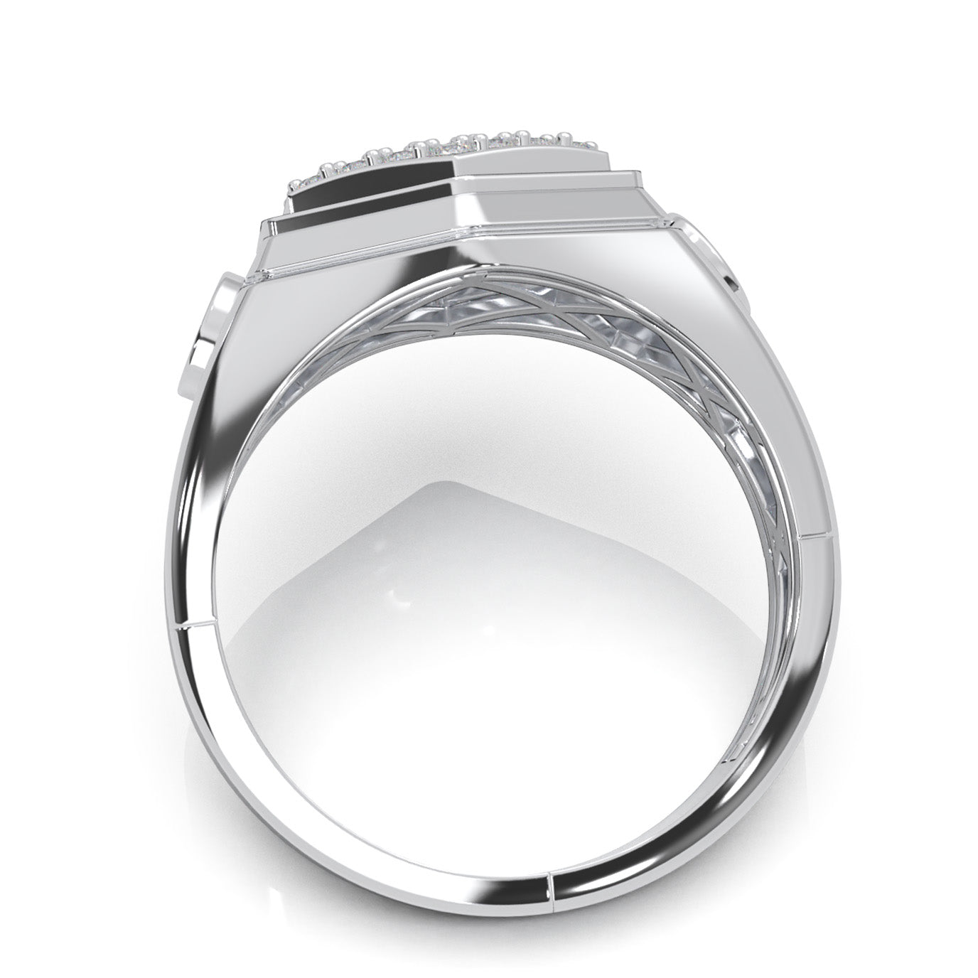 0.80 ct Moissanite Mens Rings in 10k White Gold