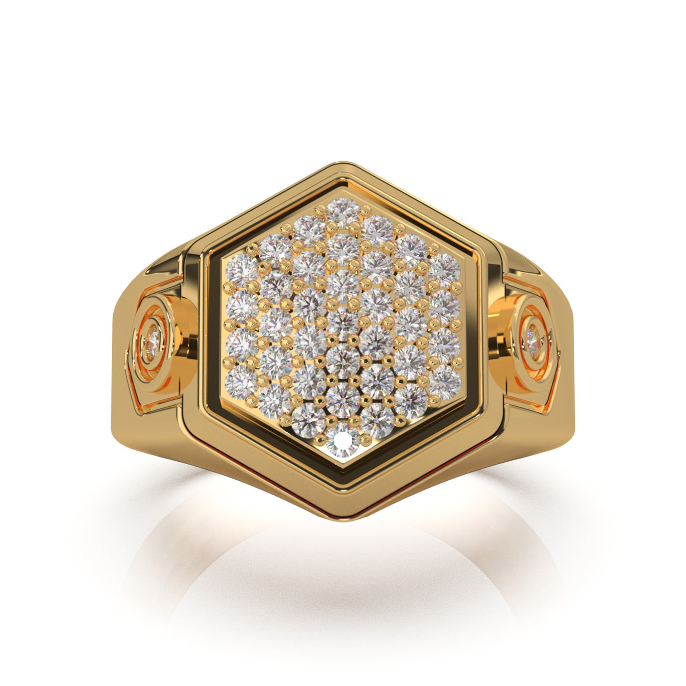 0.80 ct Moissanite Mens Rings in 14k Yellow Gold